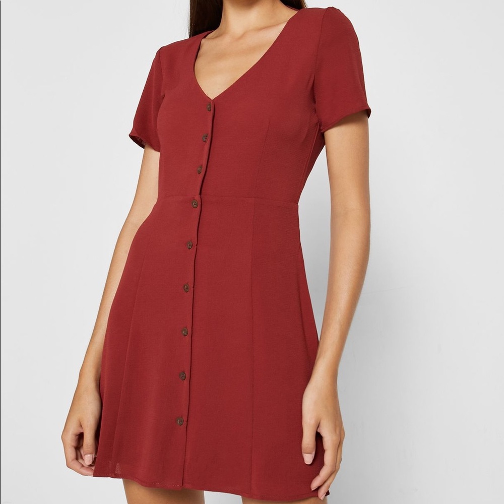 Button front mini dress